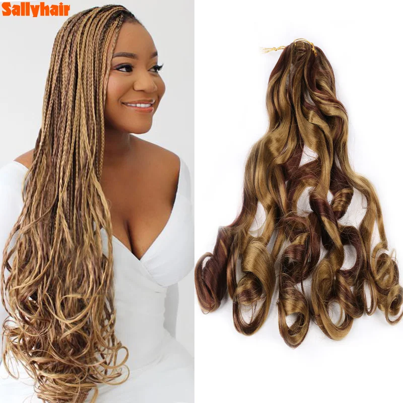 SallyHair 22Inch Synthetic Spiral Curls Hair Bundles Loose Wave Braiding Hair Crochet Braids Blonde Wavy Hair Extension