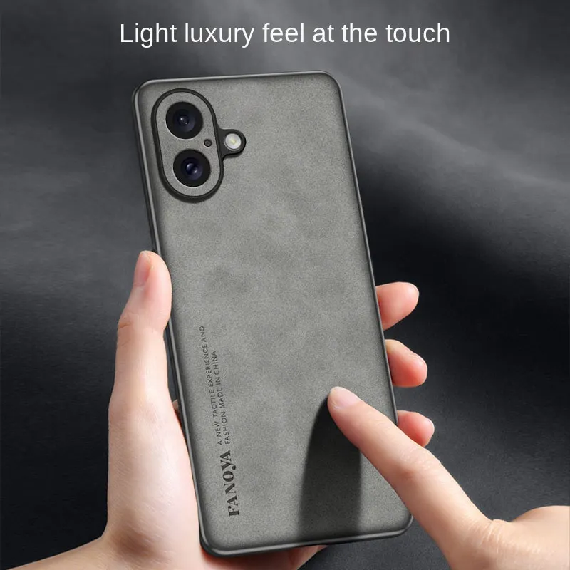 For iPhone 16 Plus Iphone16Plus Case PU Leather Surface Hard PC Back Cover Shockproof Matte Phone Case for iphone 16 Plus 16Plus