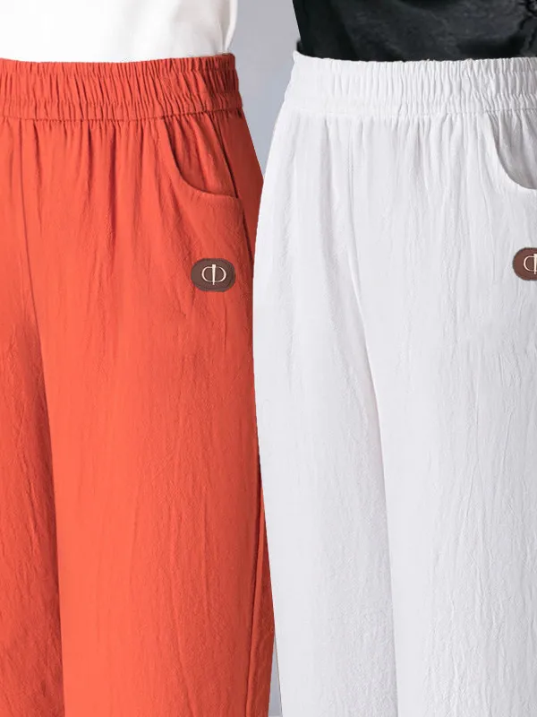 Calças Harem Casuais de Aodão e Linho Finas de Verão para Mulheres, Soltas, de Cintura Alta, com Pernas Retas e Confortávei...