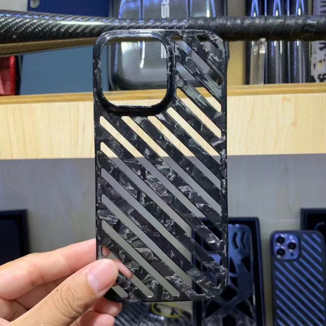 Real Carbon Fiber Phone Case For iPhone 13 Pro Max Glossy Carbon Ultra-thin iphone 13 pro Forging Hollow out Protection Cover