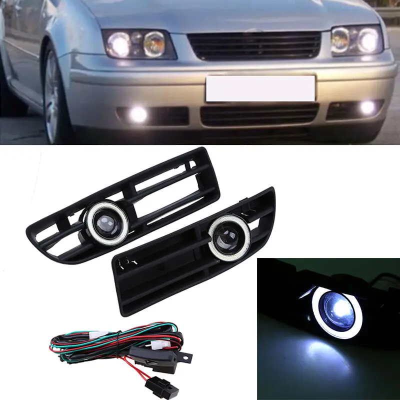 

Pair Fog Light LED Front Bumper Grille DRL Lamp For VW Jetta Bora Mk4 1999-2004