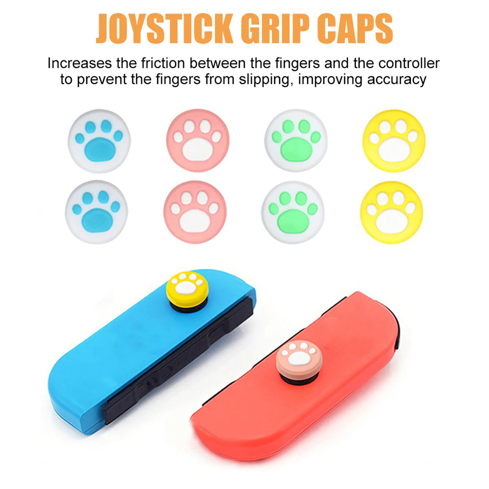 

1Set Cat Paw Thumb Grip Joystick Cover for Switch Soft Silicone Protective Cap Increase Friction Prevent Slipping Improve