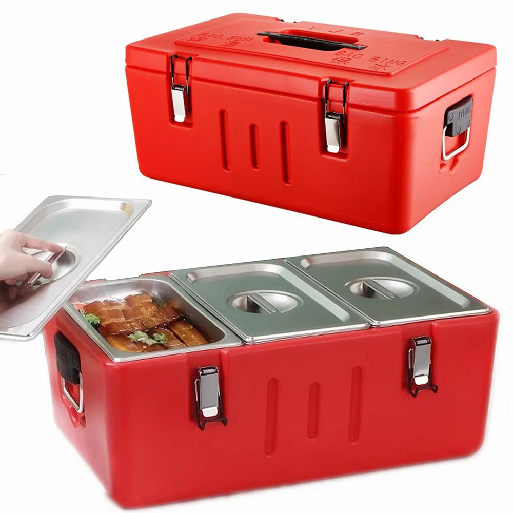 40l 3 Pc Suit Stainless Steel Hot Food Storage Container Heat  Cooler Box Insulation Barrel Food Container Fireless Cooker