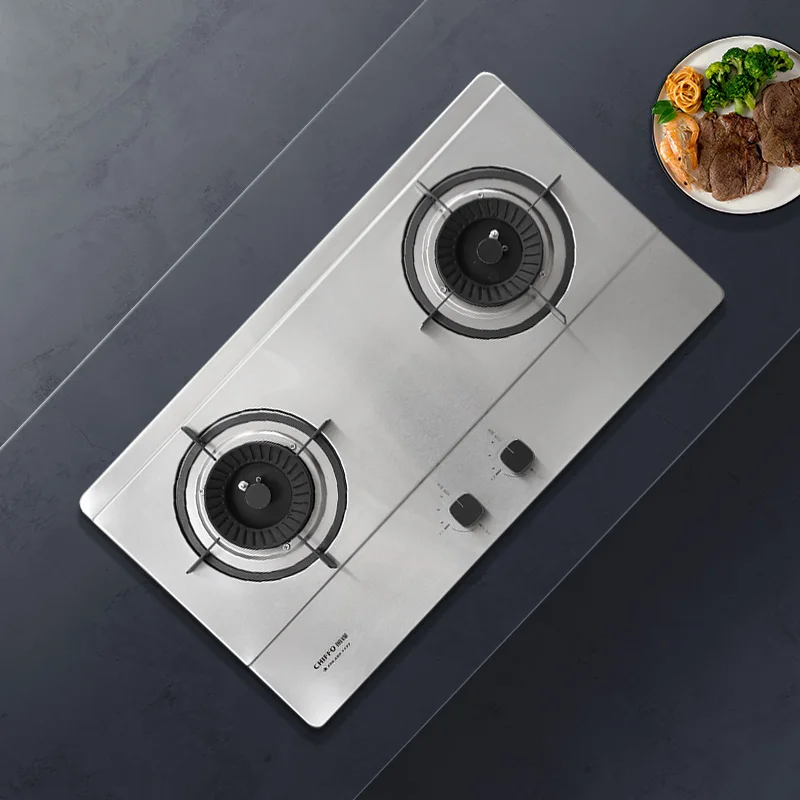 Private Brand Custom 2-Burner Stainless Steel Gas Cooktop Energy Saving Built-In Cooker for Household Hotel Use Natural Gas