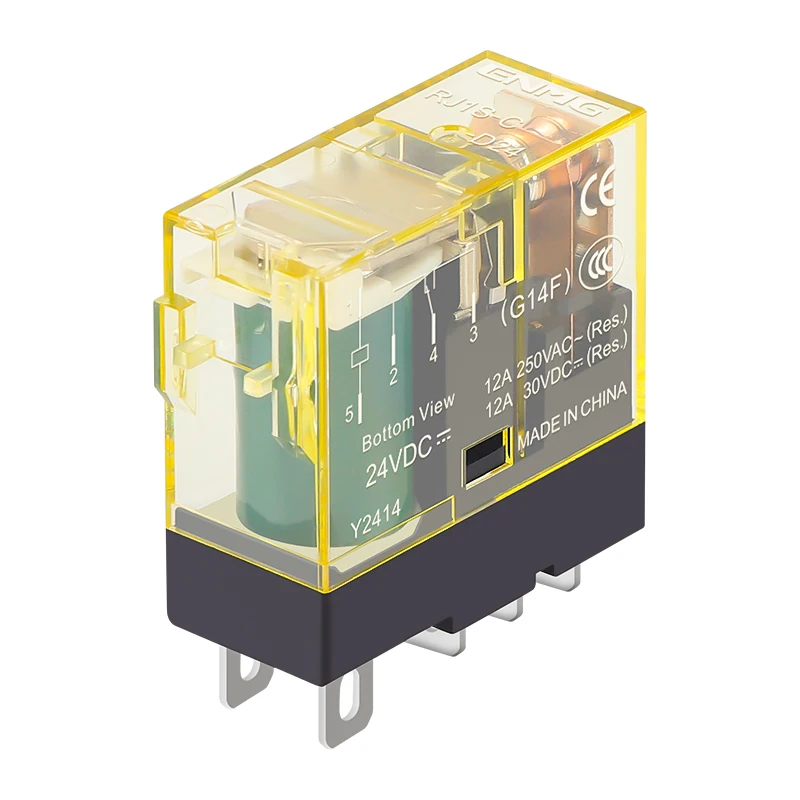 ENMG Small Intermediate Relay RJ1S/RJ2S-CL 1NO 2NO 8A 12A DC 24V AC220V  with Light Illuminated Structure High Volume Conductive