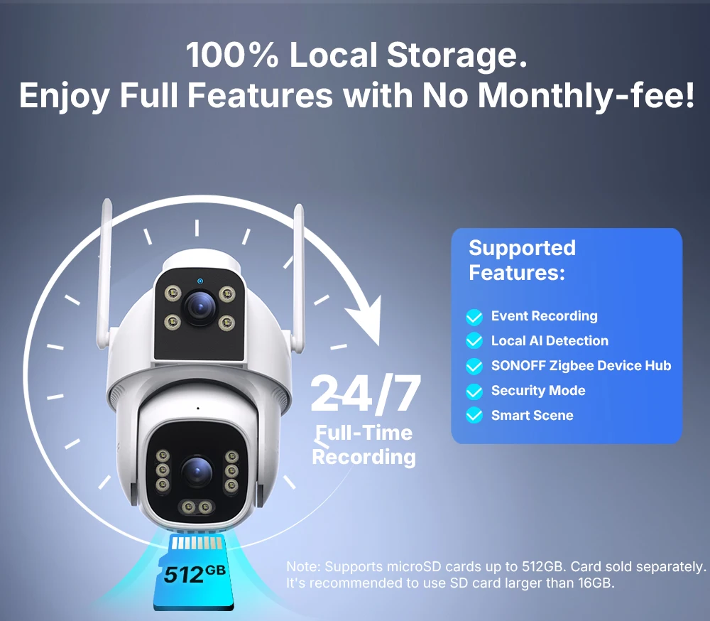 SONOFF CAM Outdoor DUO Dual-Linsen-Smart-Sicherheitskamera für den Außenbereich, Hub CAM-C44HE, Zigbee 3.0 Smart Hub, Zentrale für Bewässerung/Sicherheit – Detail 11