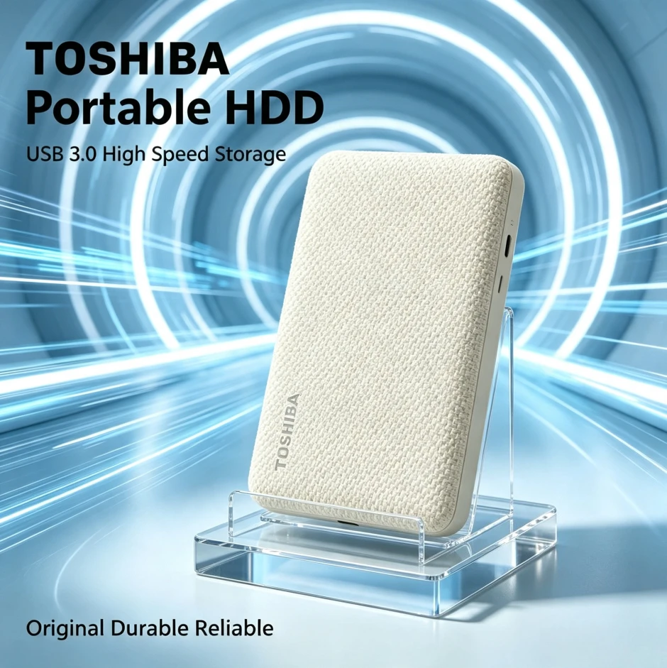 [Brand+] Toshiba V10 White Portable External Hard Drive USB3.0 Mobile HDD Storage Disk for Laptop Desktop PC File Data Backup