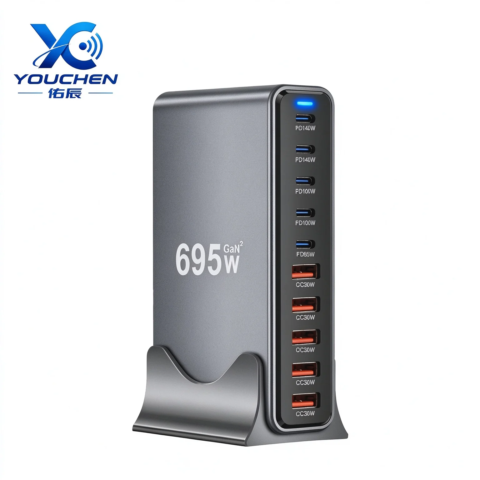 800W GaN Desktop Charger AU Plug, 10 Ports PD QC3.0 Fast Charging Station, Multi Port USB C Charger for Laptop Phone Tablet