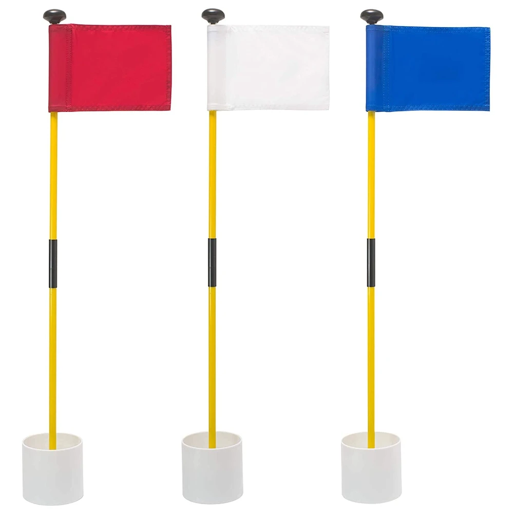 

3 Pcs Backyard Practice Golf Hole Pole Cup Flag Sticks,Golf Putting Flagpoles,Golf Flag,Golf Accessories,White & Blue