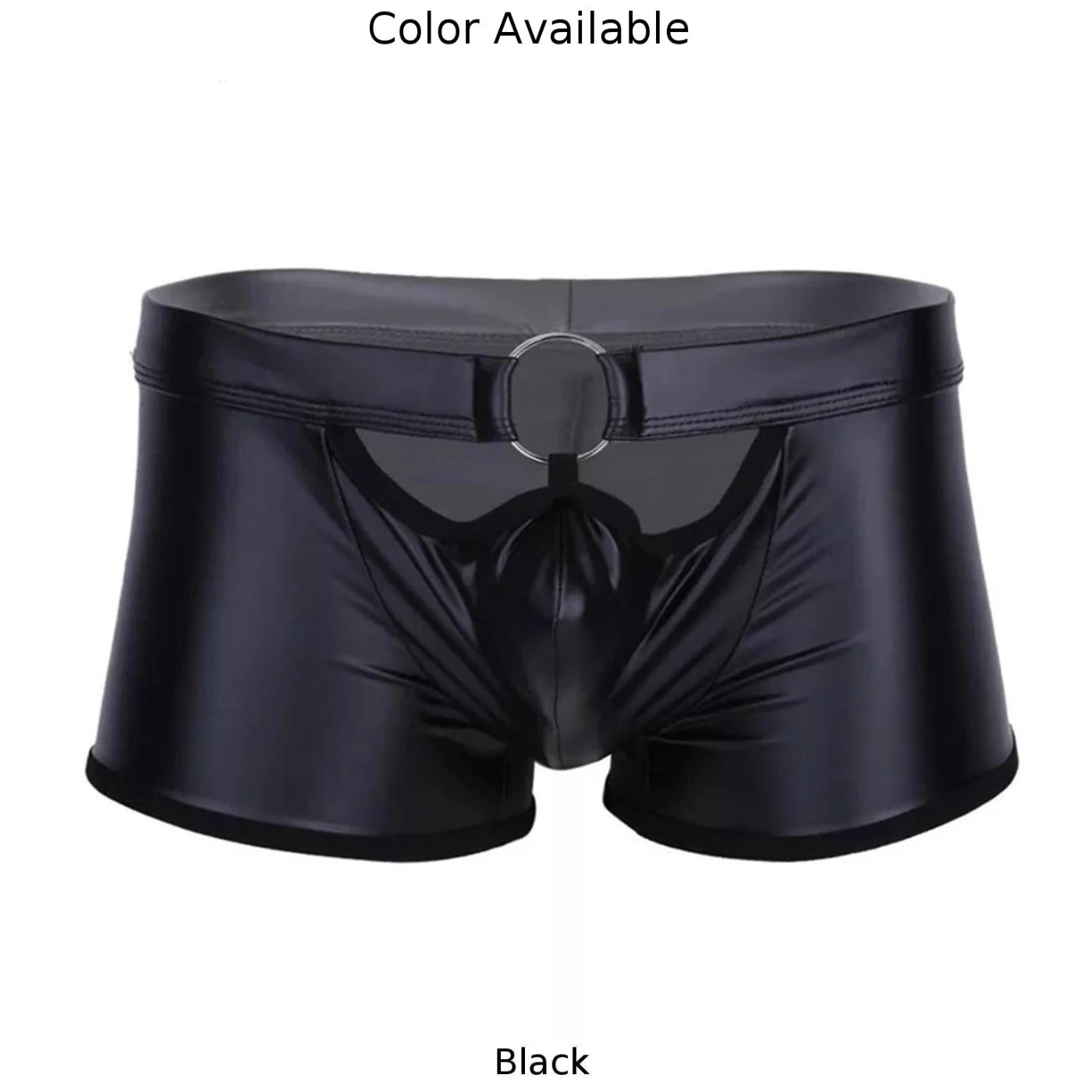 Open Front Hole Boxer Briefs O-ring Underwear Mens Sexy Temptation Matte Faux Leather Wet Look Boxershorts Man