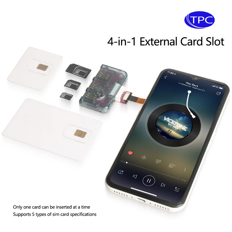 tpc-iphone用simカード4in1外部カードスロットアダプター高速カードチェンジャーiphone-simカードリーダーホルダー無料リブートナノ