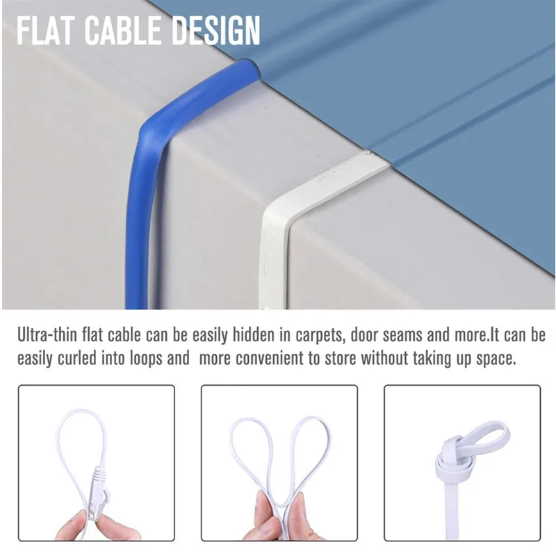 0,5 m 1 m 2 m 3 m 5 m 10 m 15 m 20 m 30 m Kabel CAT6 flaches Ethernet-Kabel RJ45-Patch LAN CAT 6 Netzwerkkabel für Computer-Router-Laptop – Detail 5