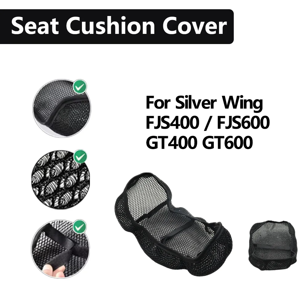 Motorcycle Mesh Seat Cover Insulated Breathable Anti-Slip Waterproof Cushion Cover For Honda Silver Wing FJS 400 600 GT 400 600