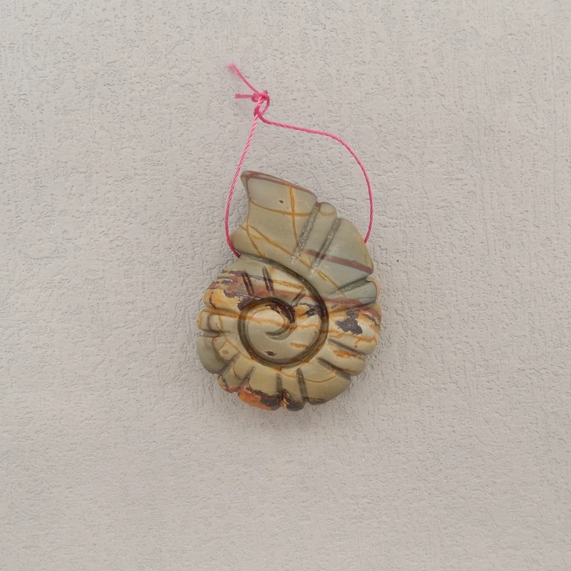 

Multi-color Picasso Jasper Natural Stone Conch Shape Pendant Bead for Semiprecious Jewelry Necklace Accessory 42x34x18mm 36.1g