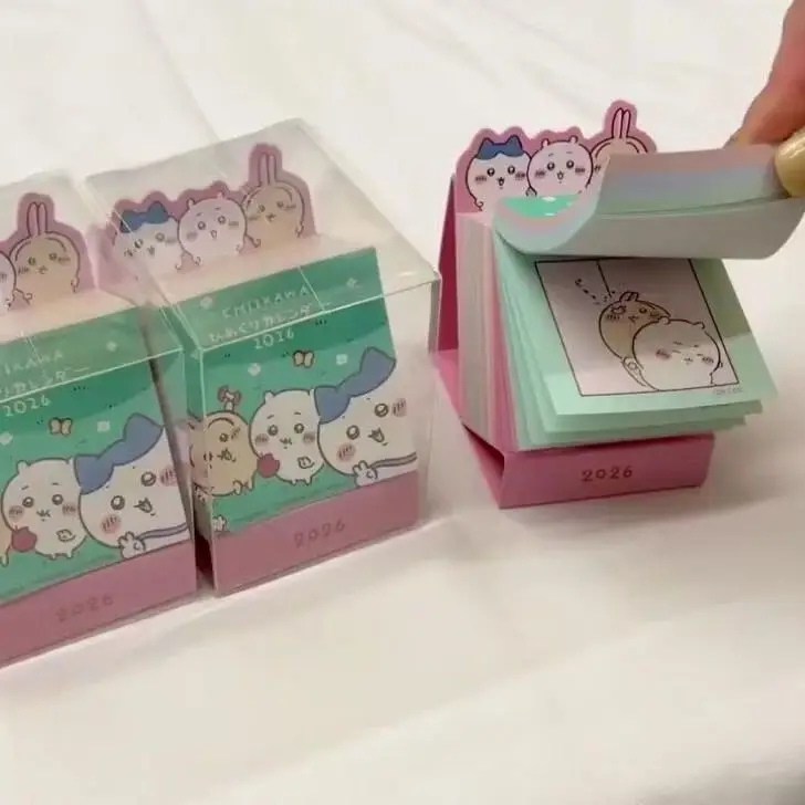 

2026 Chiikawa Cute Cartoon Mini Desk Calendar Kawaii Desktop Decoration Standing Table Calendar for Home Office Desk Ornament