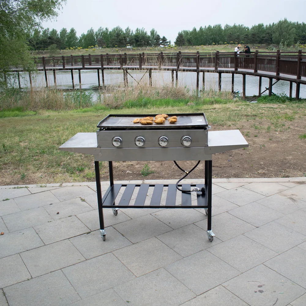 Factory Custom High Quality Stainless Steel Kitchen Teppanyaki BBQ 4 Burner Plancha Gas Grill