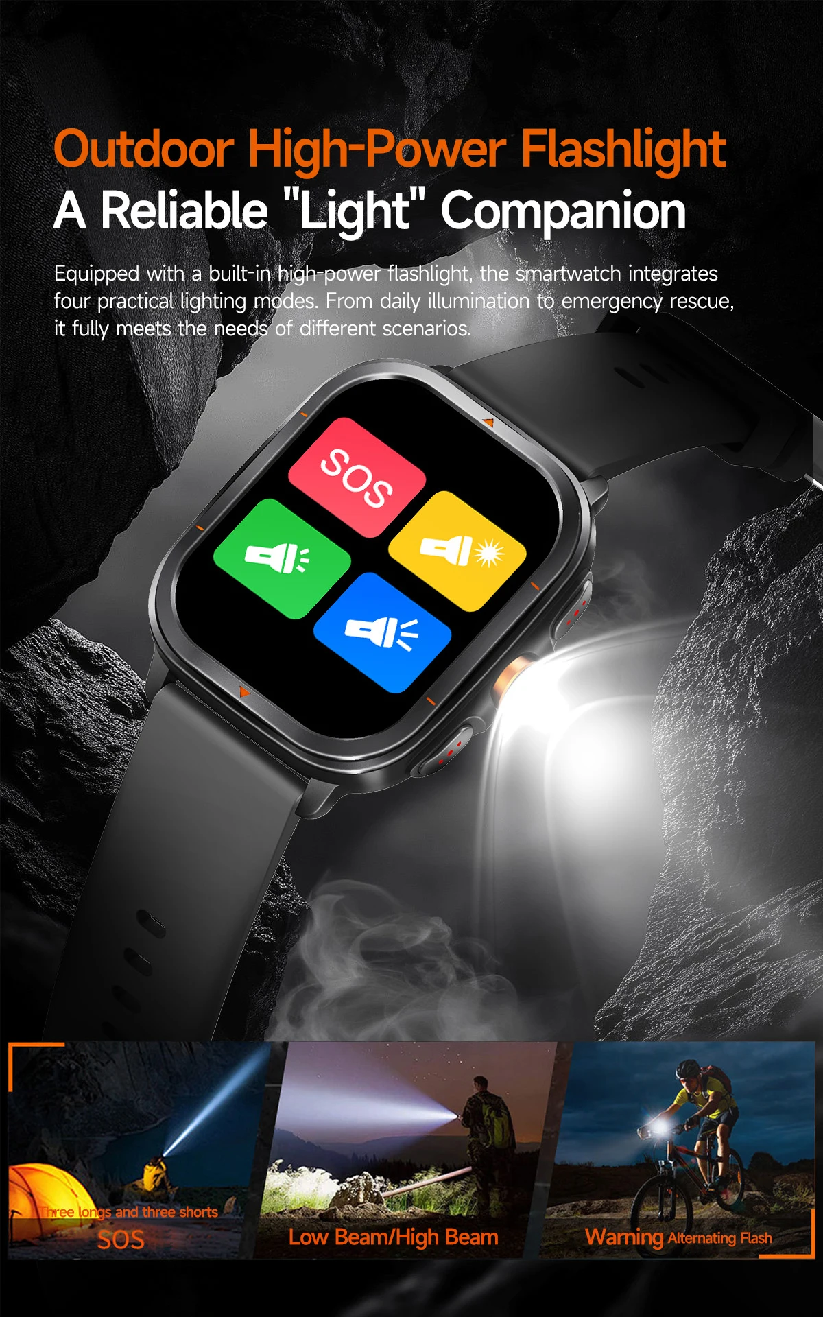 สมาร์ทวอทช์ทหารสำหรับผู้ชาย ปี 2025 พร้อม GPS ในตัว แผนที่ออฟไลน์ ไฟฉาย เข็มทิศ วัดอัตราการเต้นของหัวใจ โทรผ่านบลูทูธ กันน้ำ 1ATM