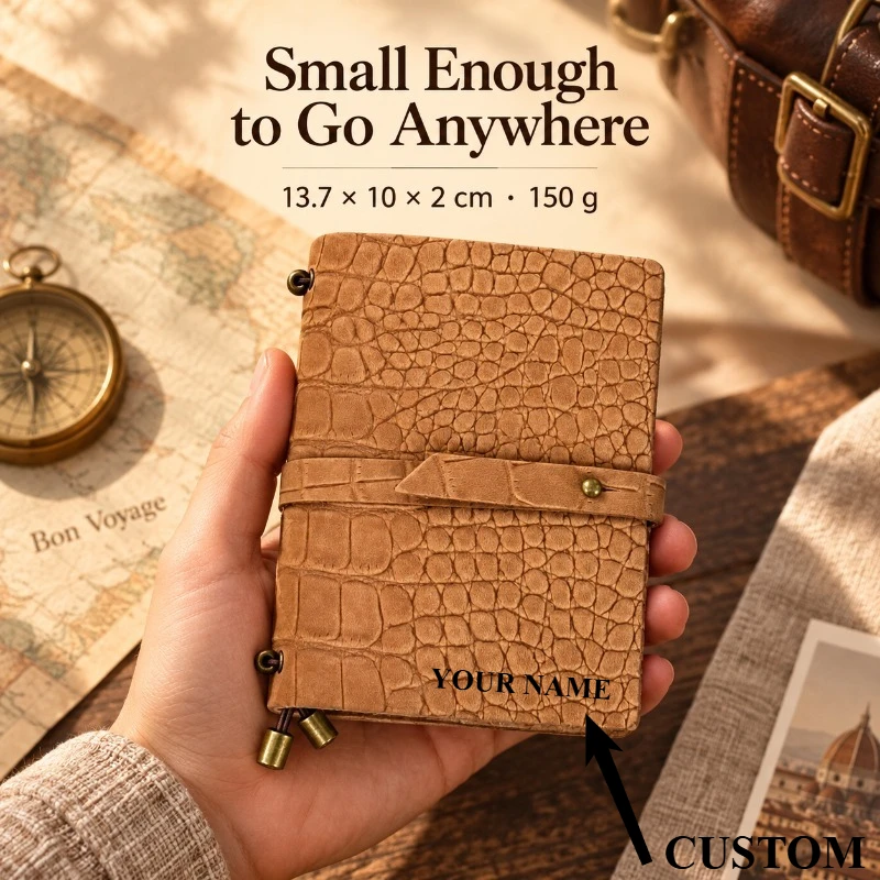 Top Grain Leather Crocodile Embossed Traveler Notebook Vintage Pocket Journal TN Diary Planner Refillable Custom Engraving