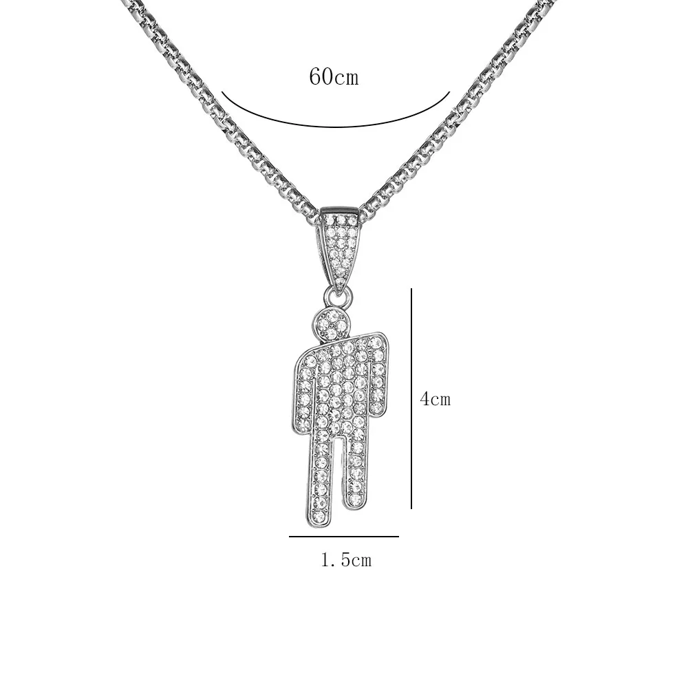 الزركون ملتوية رئيس الإنسان على شكل قلادة جديد الهيب هوب الشارع نمط الأزياء قلادة الاكسسوارات سترة سلسلة المجوهرات بالجملة #2