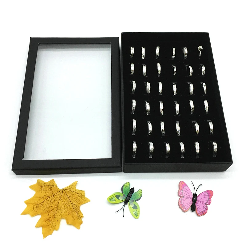 Caja de exhibición de anillo de joyería con 36 ranuras, bandeja organizadora para joyería, pendientes, baratija, estuche de exhibición, organizador