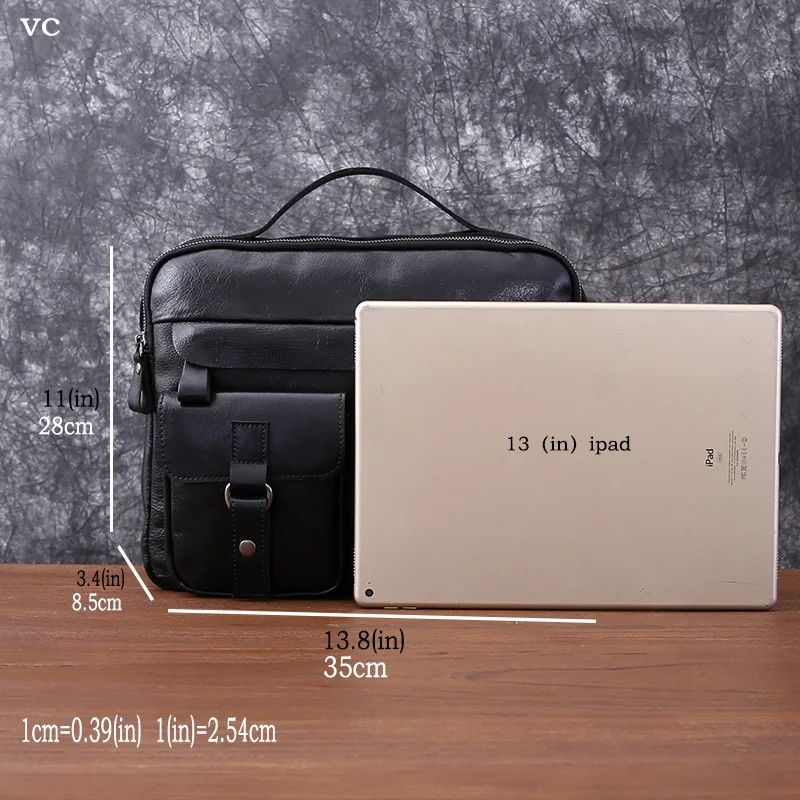 Men's Leather Handbag Top Layer Cowhide Vintage Briefcase OutdoorTrave Large Capacity Computer Bag Shoulder Bag