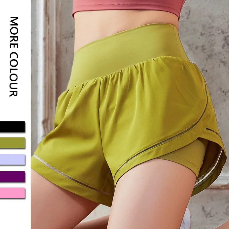 

Withered 2024 Summer New Ladies Loose Sports Shorts Quick Dry Fake Two Piece Sports Shorts Yoga Bermuda Shorts Women