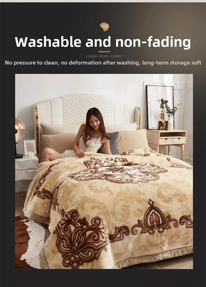 New Warm Weighted Blankets for Beds High End Thicken Warmth Raschel Blanket for Winter Autumn Double Side Plush Comforter Quilt