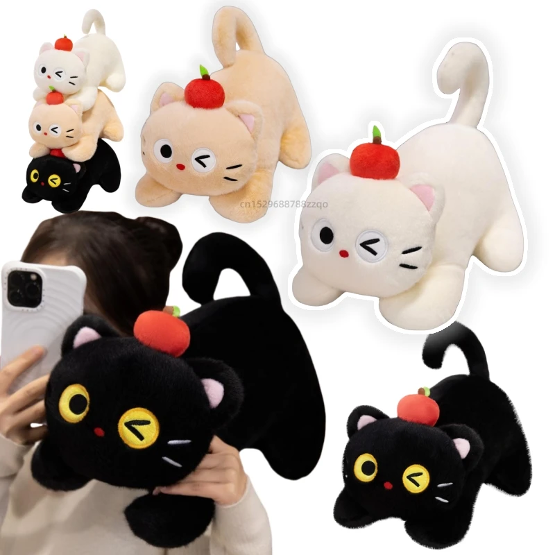 

Prone Position Apple Cat Pluh Toys Мягкая детская комфортная кукла для сна Белый Черный Коричневый Длинная мягкая подушка для сна Диванная подушка для мальчиков