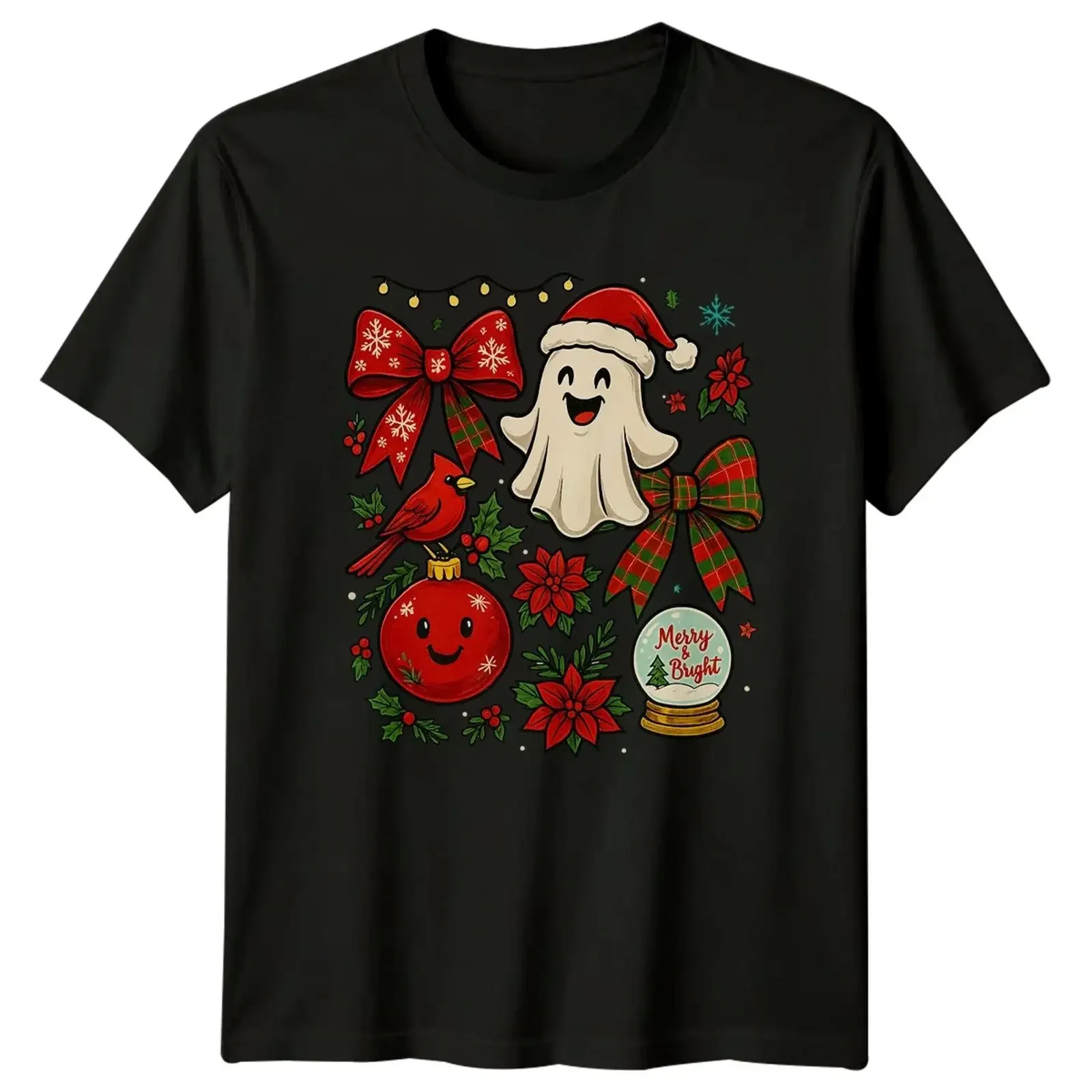 Christmas Holiday Spirit Cardinal Snow Globe Men's T Shirt Women's Top vintage Washed Soft Stretched Casual Comfortable