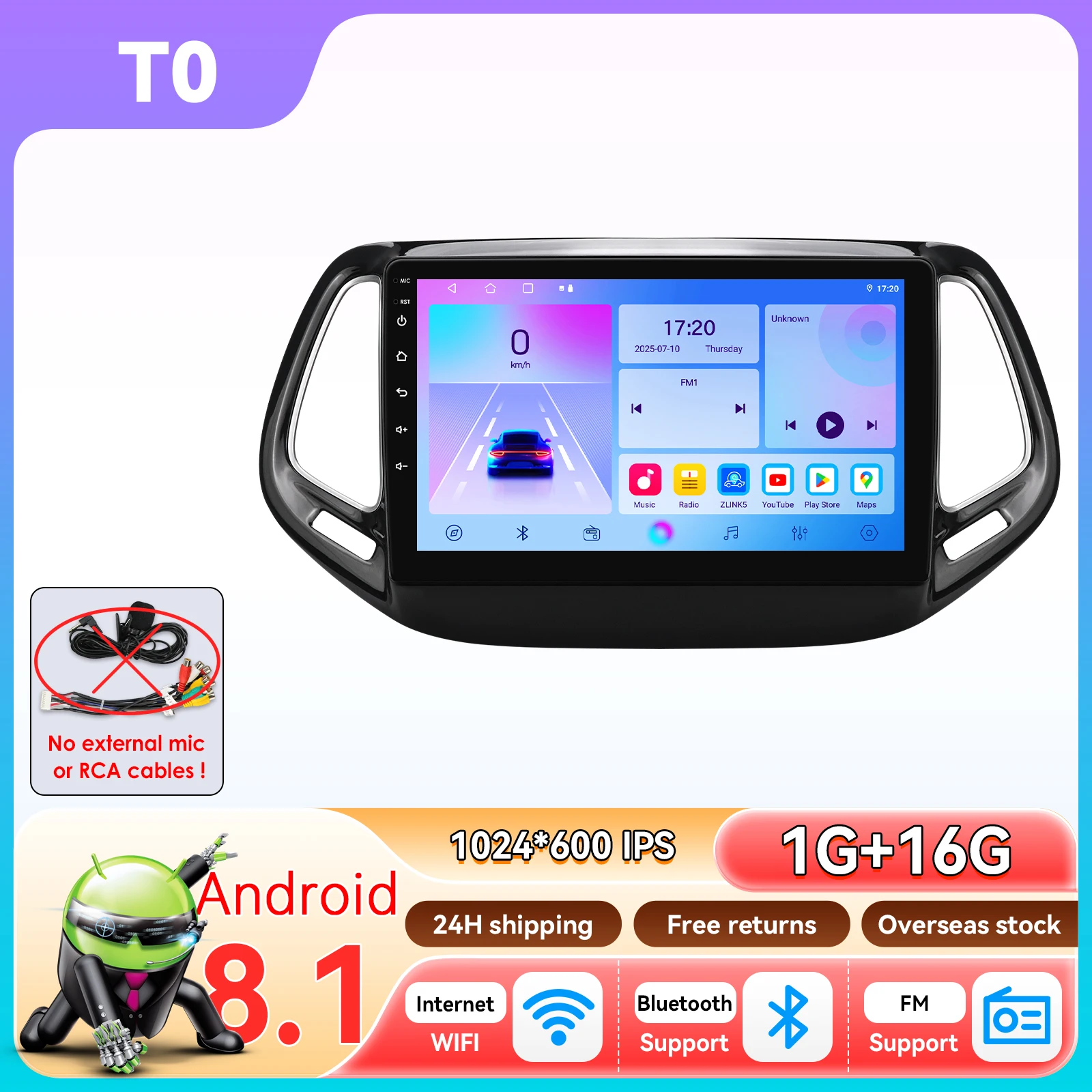 Draadloze CarPlay Android Auto autoradio voor Jeep Compass 2017 - 2020 GPS Intelligent Systems Stereo Multimedia Autoradio 4G 6115 - afbeelding 1