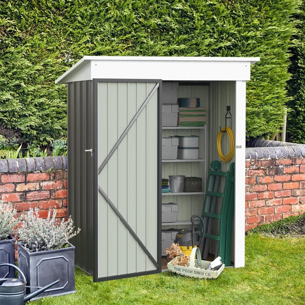 Metal Outdoor Storage Shed 5 x 3 FT Metal Shed with Lockable Door,Waterproof Garden Tool Shed Storage House for Backyard