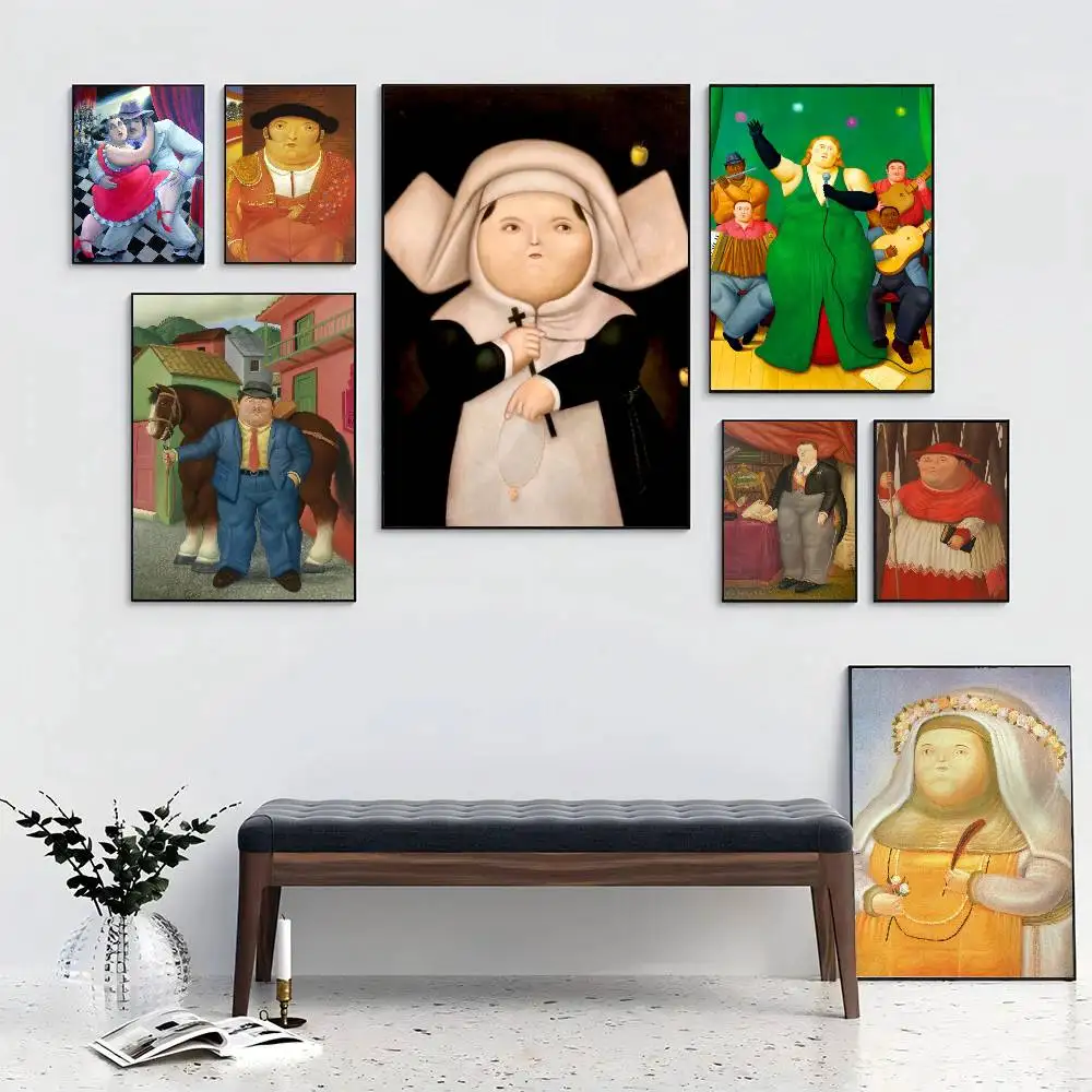 Fernando Mona Lisa Fat Character Art Posters Living Room Bar Cafe Quality Canvas Vintage Style Comics Painting Art Home Wall Dec