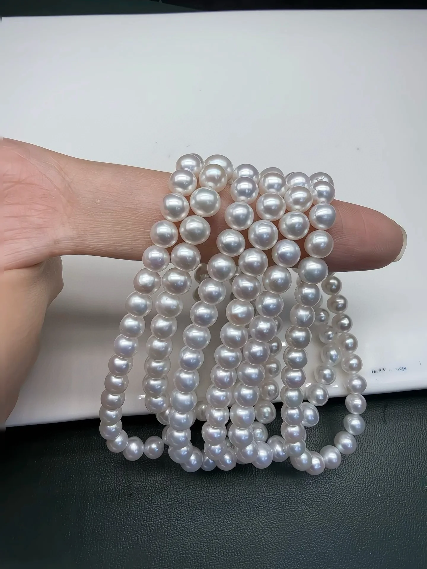 

Высококачественный жемчужный браслет AAAA5-6 мм из натурального японского белого жемчуга, эластичный, 20 см.