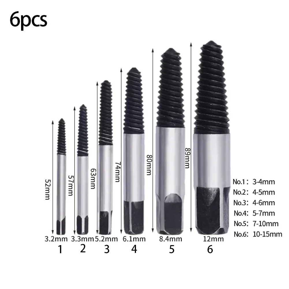 5/6pcs Damaged Broken Screw Remover Extractor Drill Bit Steel Center Drill Remover Woodworking Tools Accessories