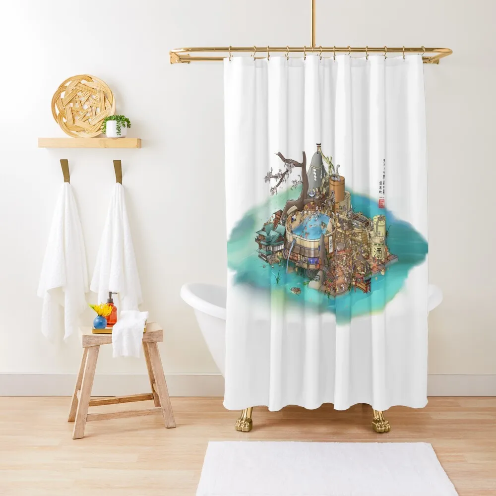 Rat Onsen Shower Curtain Bathtub Anti-Mold Waterproof Shower Bathroom Shower Bathroom Showers Curtain