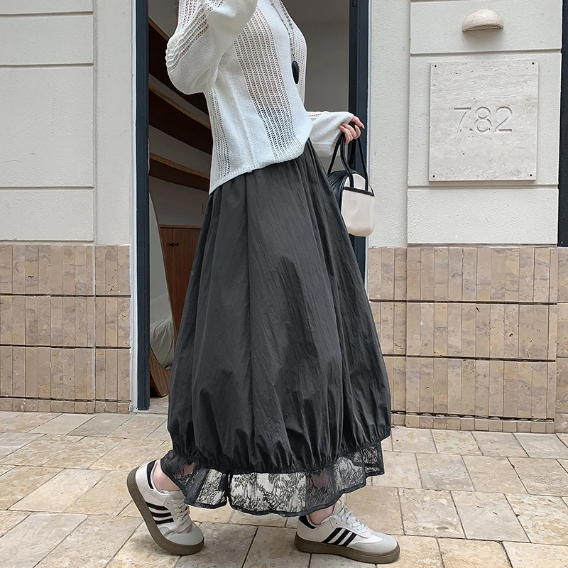 Dwustronna spódnica z koronką w kwiaty dla kobiet: wysoki stan, wyszczuplająca, rozkloszowana mini, modny strój na lato 2025