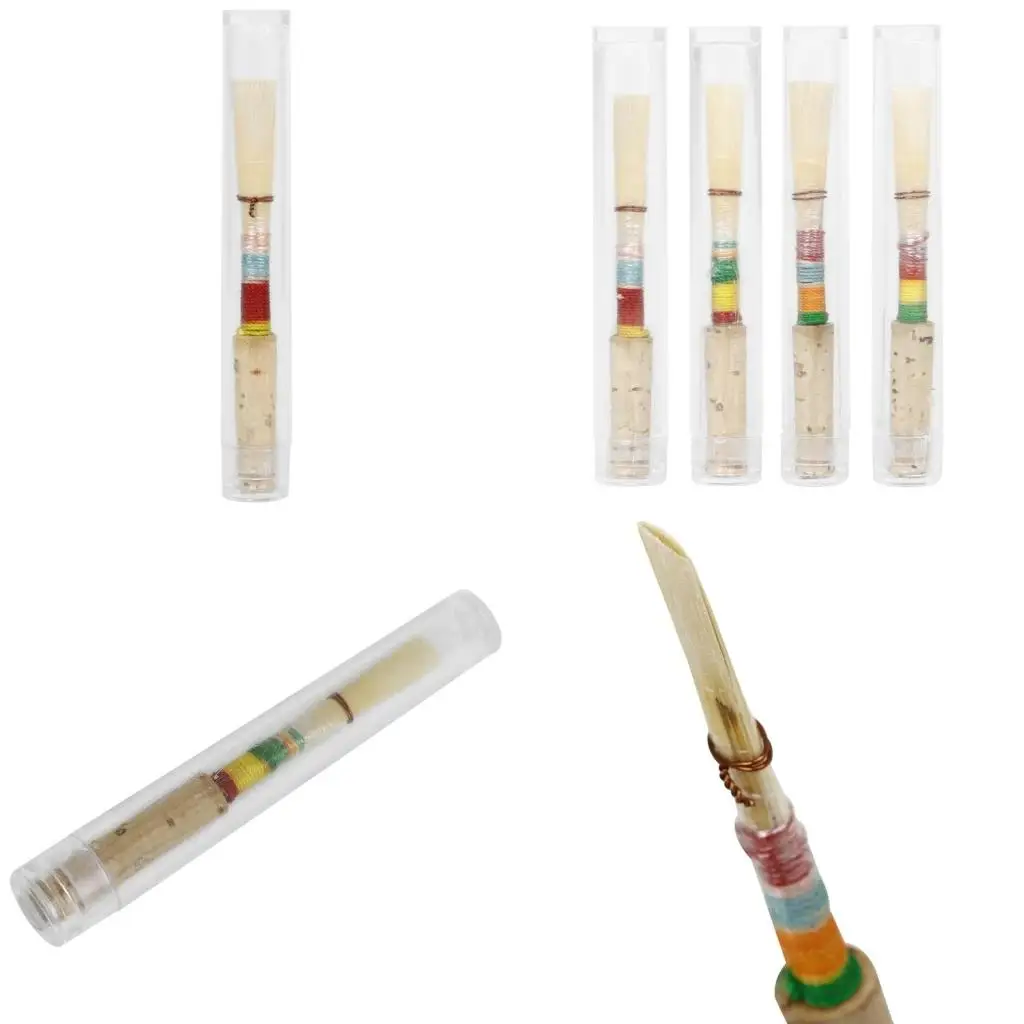 

4Pcs Soft Mouthpiece Natural Strength Handmade Oboe with Protective Tube Woodwind Instrument Accessory