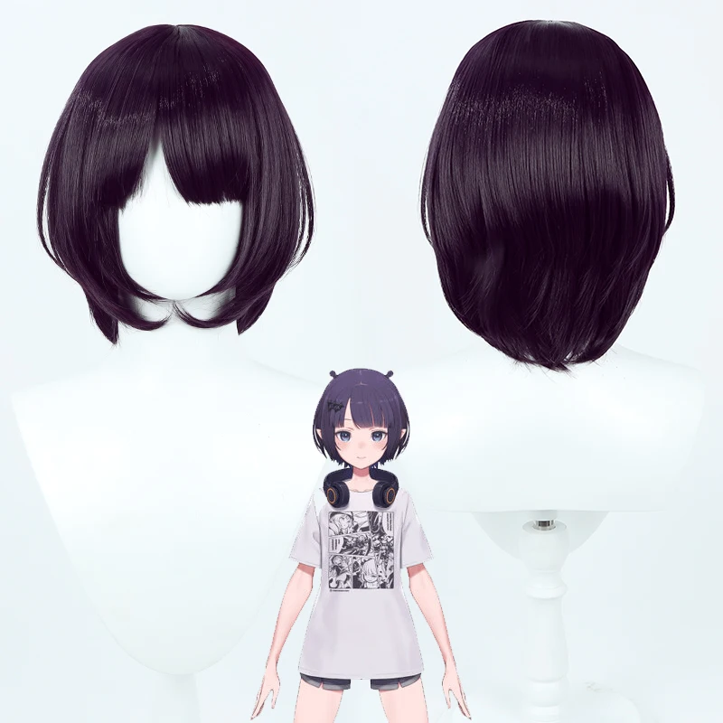 

Hololive Vtuber Ninomae Ina'Nis Cosplay Wig Short Purple Synthetic Hair Heat Resistant Halloween Carnival Role Play Party