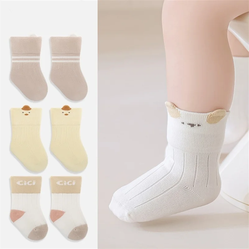

4Pairs/lot Newborn Socks For Girls Boys 0-5Years Autumn Winter Soft Cotton Children's Boy Girl Socks Baby Toddler Cute Cartoon