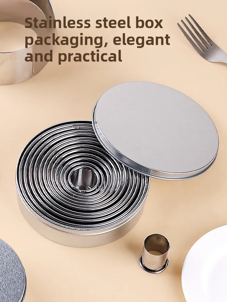 Thickened Stainless Steel round Mousse Ring Heart Shape Baking Tool Bobo Cup Tiramisu Mold Home Use Kitchen Cooking Utensils view 2