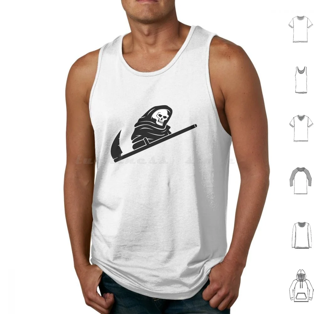 Death Swoosh Tank Tops Vest Sleeveless Dead Death Grim Reaper Scytche Sportwear Sport Skull Skulls Skeleton Bones Evil Spooky