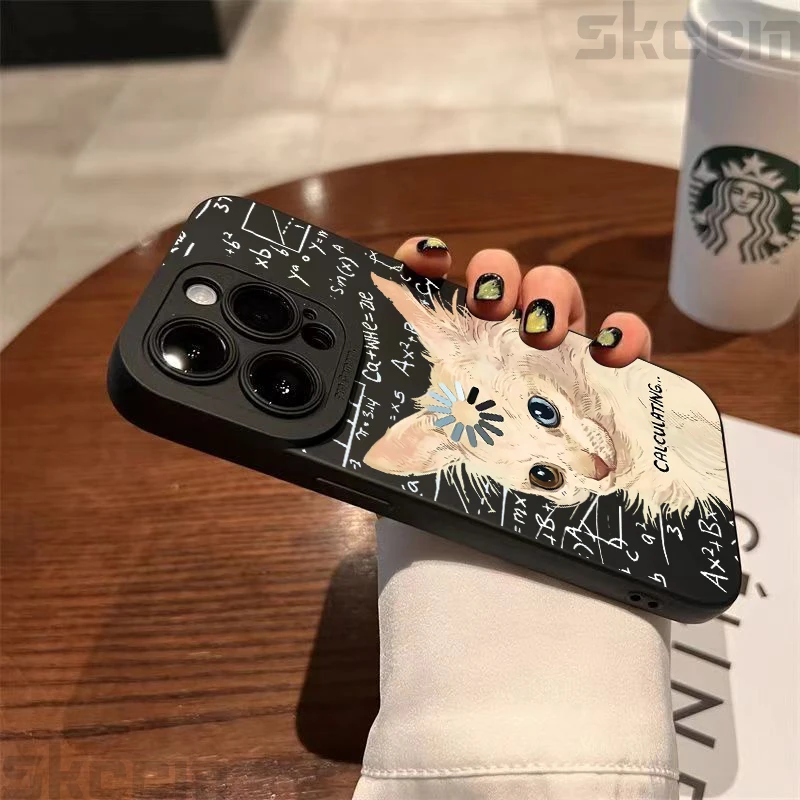 Art Formula Cat Graffiti Phone Case For iPhone 17 16 15 14 13 12 11 Pro Max X XS XR 16E 7 8 Plus Matte Shockproof Silicone Cover - náhled 3