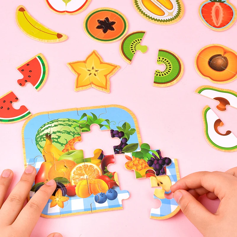 Obst Holz Spielzeug Für Mädchen Gemüse Simulation Lebensmittel Puzzle Bord Spiel Kinder Pretend Spielen Küche Spielzeug Montessori Pädagogisches
