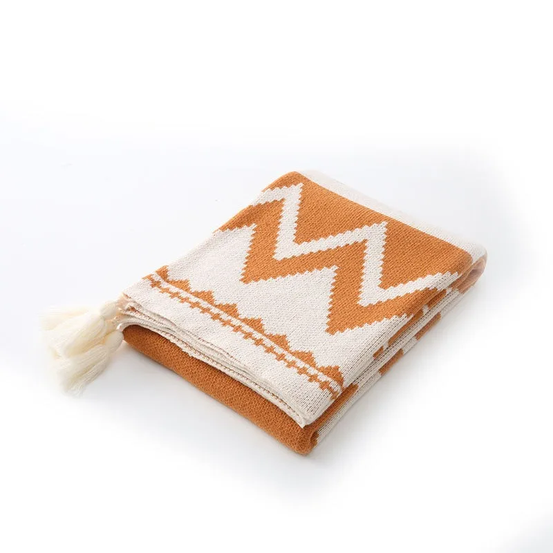 Nordic Style Luxury Sofa Blanket Office Nap Sofa Cover Knitted Towel Bed End Throw Geometry Tassels Decorative Homestay Quilt