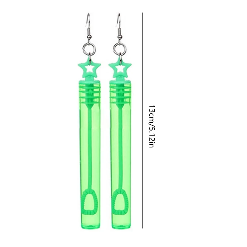 Bubble Blower Earrings Five-Pointed Star and Mini Test Tube Ear Pendants Decor