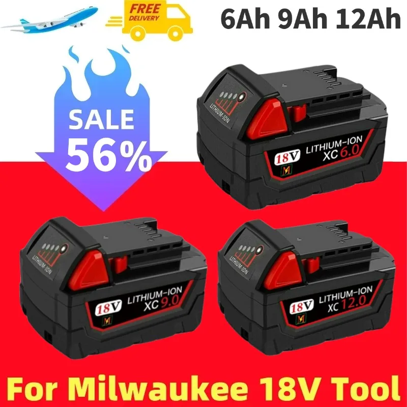 

For Milwaukee M18 Battery 18V 5/6/9/12.0Ah Replacement Lithium Battery for Milwaukee M18 48-11-1815 48-11-1850 2604-22 Battery