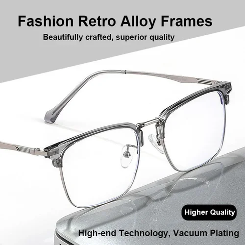 Imagen 2 del producto VICKY, monturas de gafas clásicas de negocios para hombres, gafas de lectura antiluz azul, miopía, hipermetropía, prescripción personalizable KE001