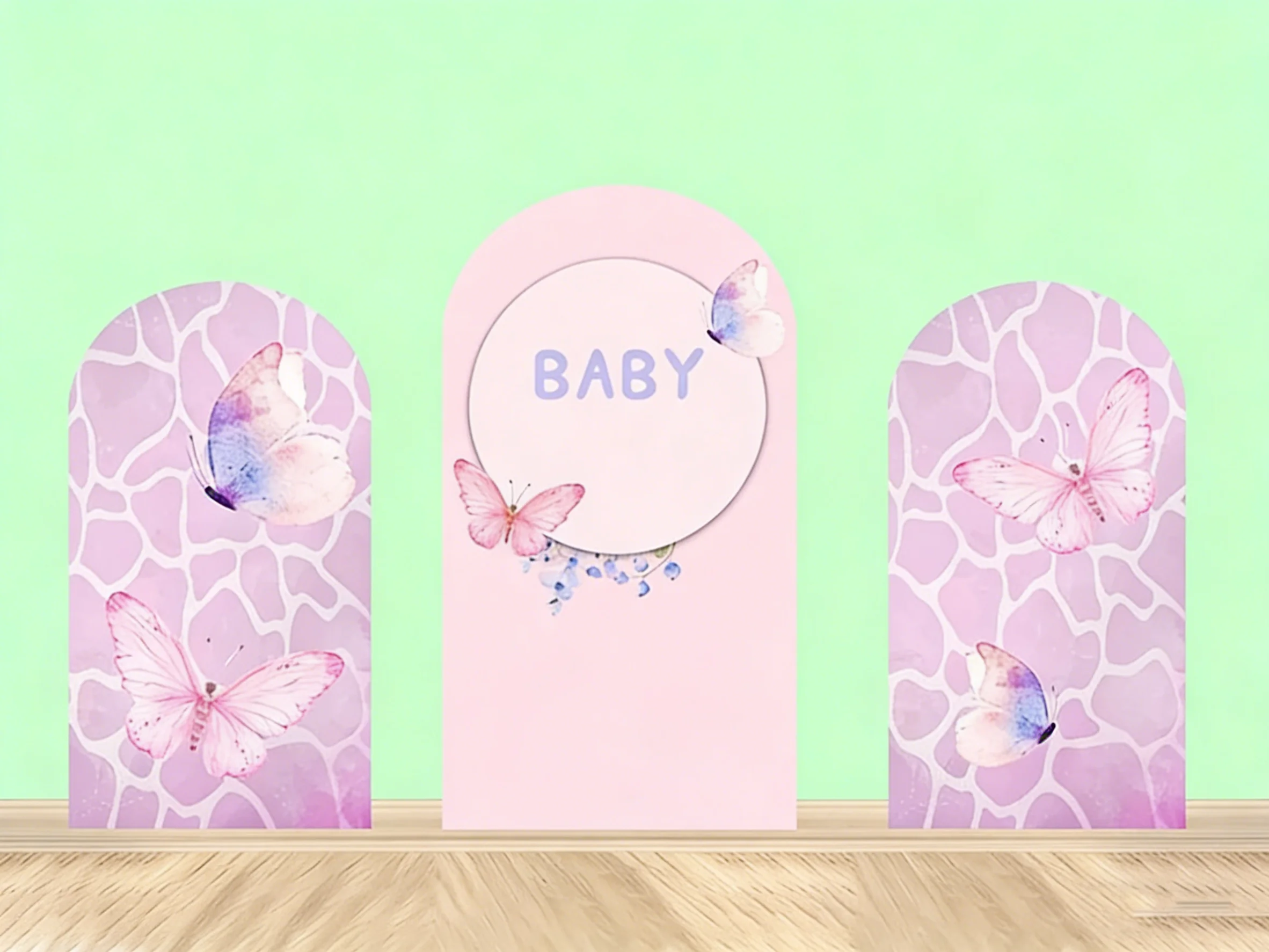 

LS 2-Sided Arch Cover Little Butterfly Is On The Way Decoration Backdrop Baby Shower Arch Wall Kids Birthday Party Props