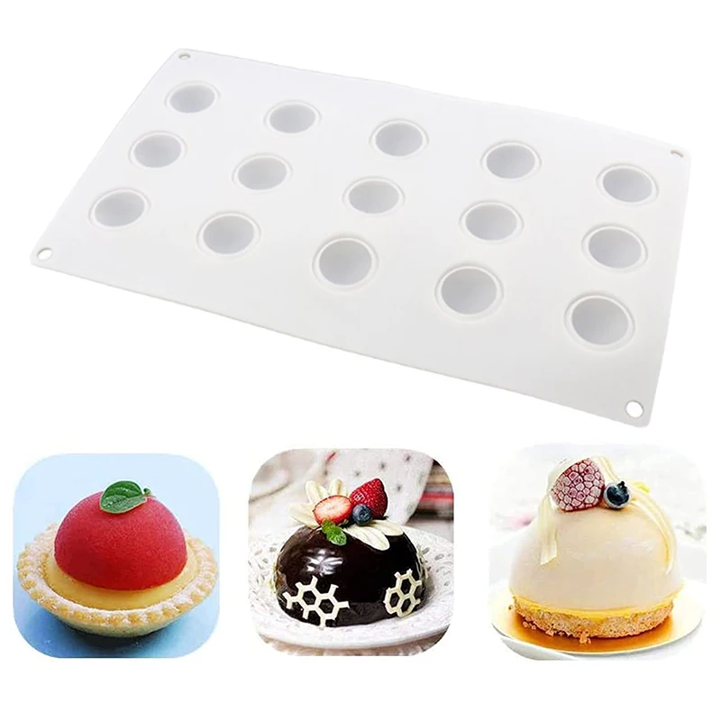 Round Ball Shape Non-Stick Silicone Molds Mini Truffles Molds Sphere Silicone 15 Holes for Pastry Cake  Muffin Pudding