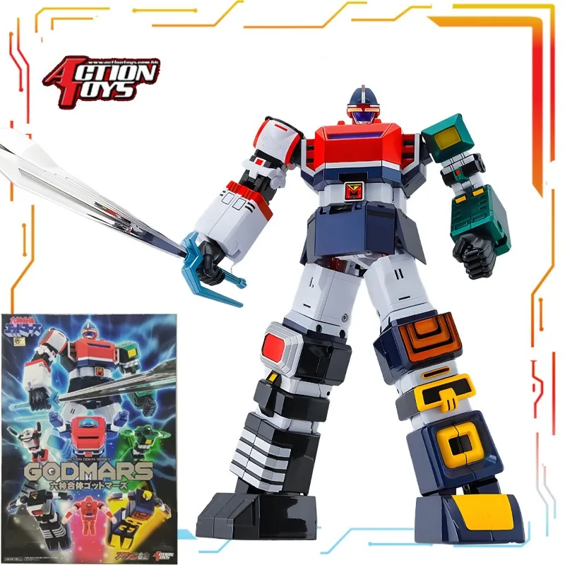 Action Toys Alloy Mecha Products Are Movable and Deformable Six Gods Combination Thunder King Toys Model Festival Gift for Boys